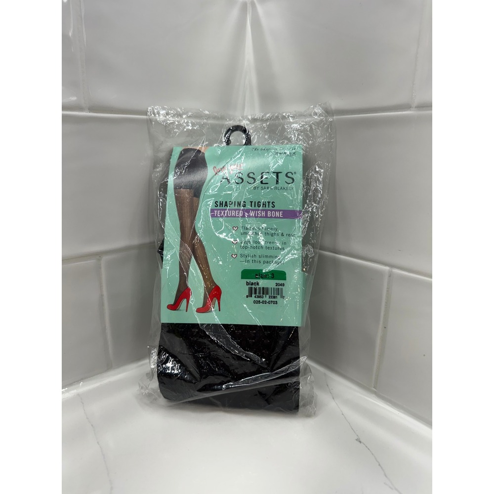 Assets by Sara Blakely Shaping Tights Textured Wish Bone Black Size 3 2049